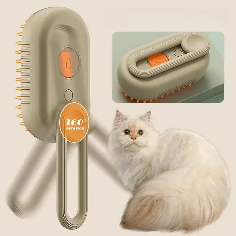 FurEase: 3-in-1 Steam Brush – Cleaning, Massage & Hair Removal